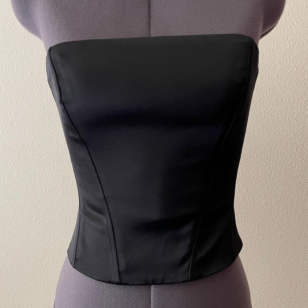 Aritzia Wilfred Castle Black Satin Bustier Corset Top | Size S